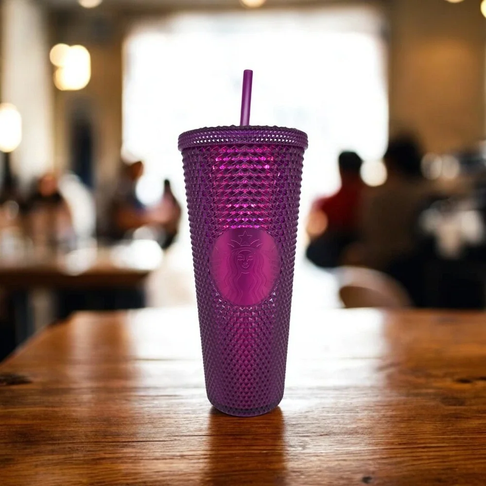 Starbucks‎ Tumbler 24oz Purple Studded Reusable Venti Cold Cup With Straw